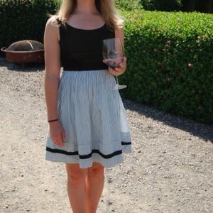 Loft seersucker and black dress